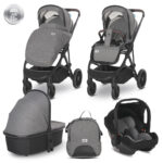 Carucior Set 3 in 1 Aria cadru din aluminiu multiple accesorii pana la 22 Kg Grey