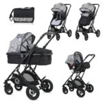Carucior 3 in 1 Sena cos auto inclus cadru aluminiu Grey Marble New