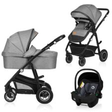 Carucior 3 in 1, Lionelo, Bianka Gri